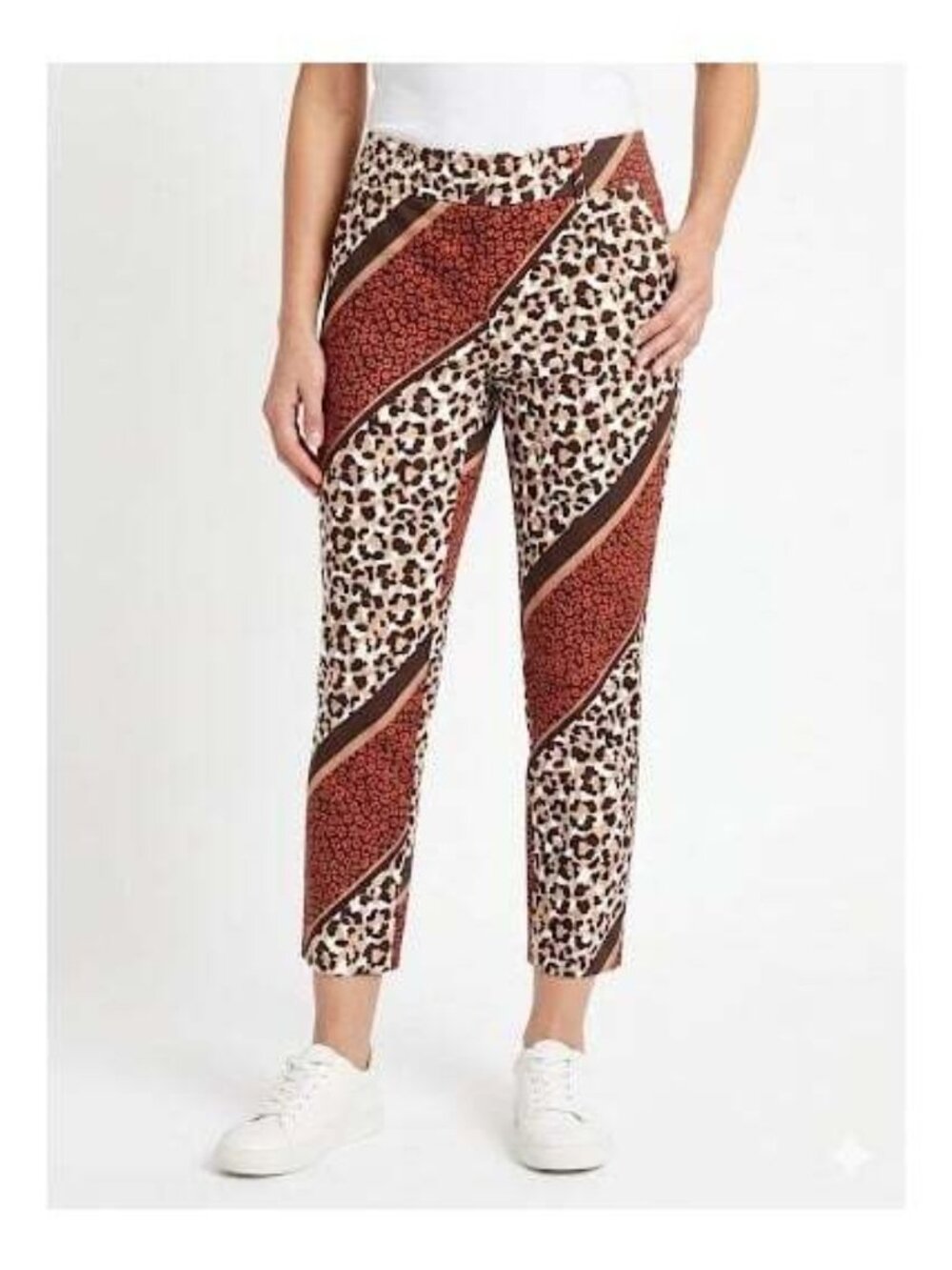 New York & Company Women's Womens Slim Leg Ankle Pants Animal Print NWT